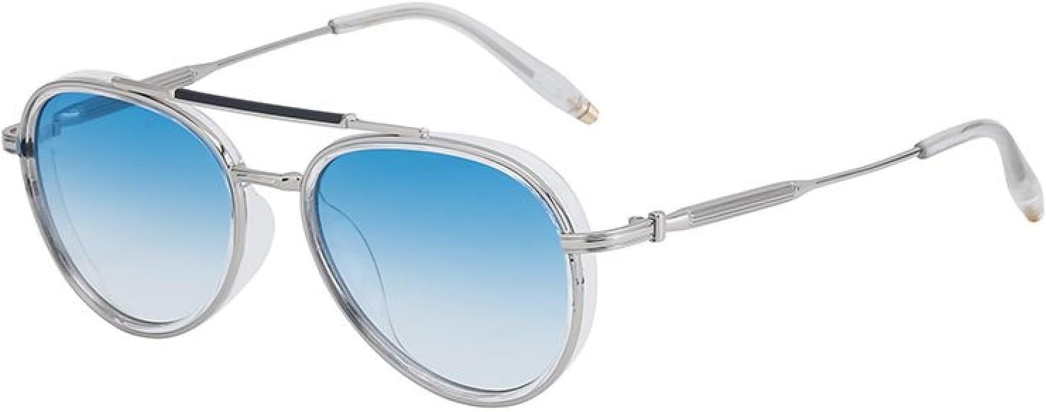 

Круглые солнцезащитные очки в стиле стимпанк для мужчин, роскошные овальные очки в винтажном стиле панк с металлической оправой, защита от УФ-излучения UV400 TVTBBVV, C5silverblue