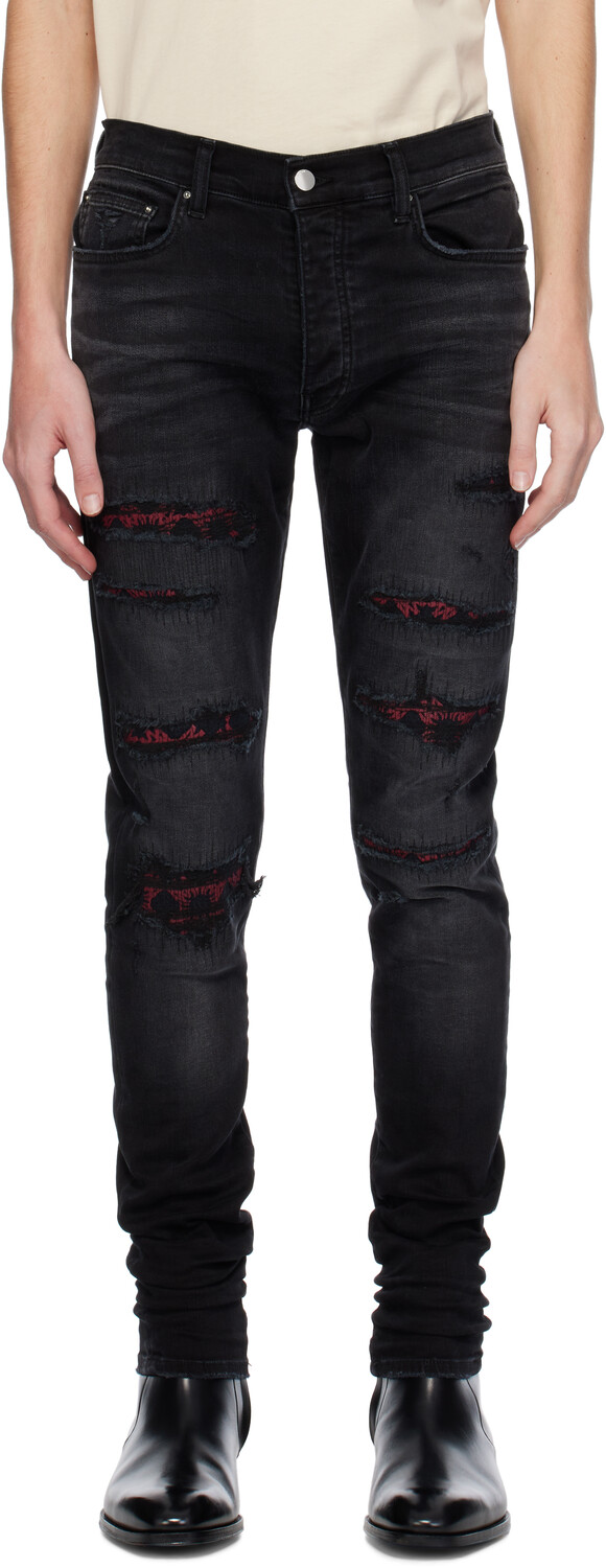 

Черные отремонтированные джинсы MA Quad Skinny AMIRI