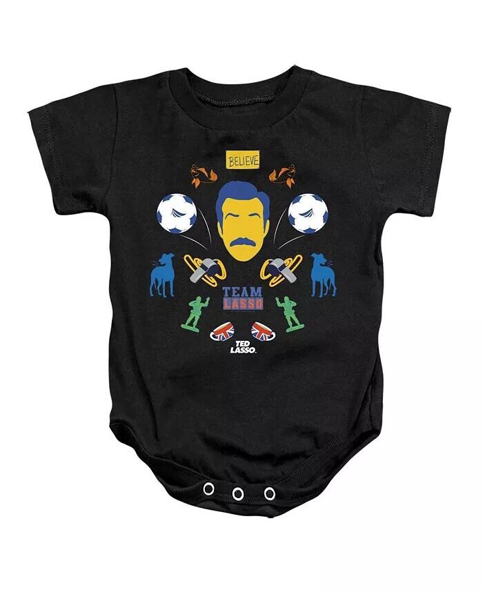 

Комбинезон с коллажем для маленьких девочек Baby Icon Ted Lasso, черный