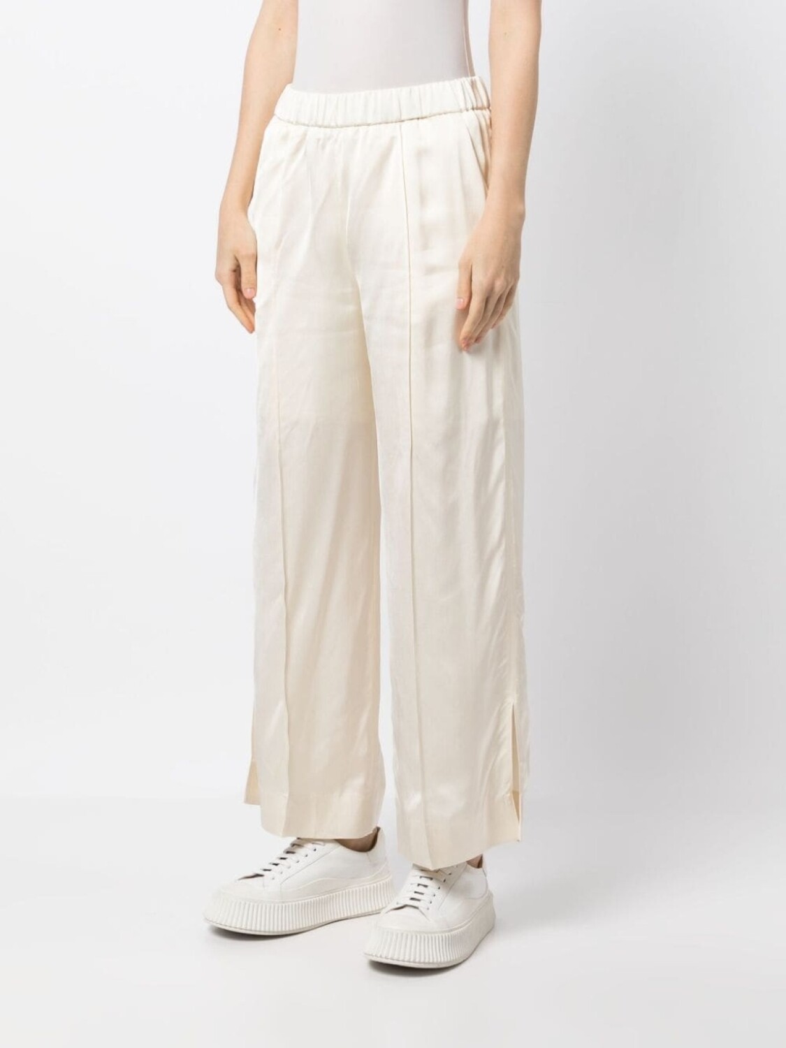 Jil Sander широкие брюки с эластичным поясом, белый — фото 3