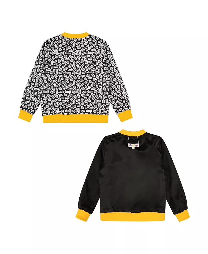 Детская куртка-бомбер для девочек с реверсивной молнией легкая Mixed Up Clothing, черный — фото 2