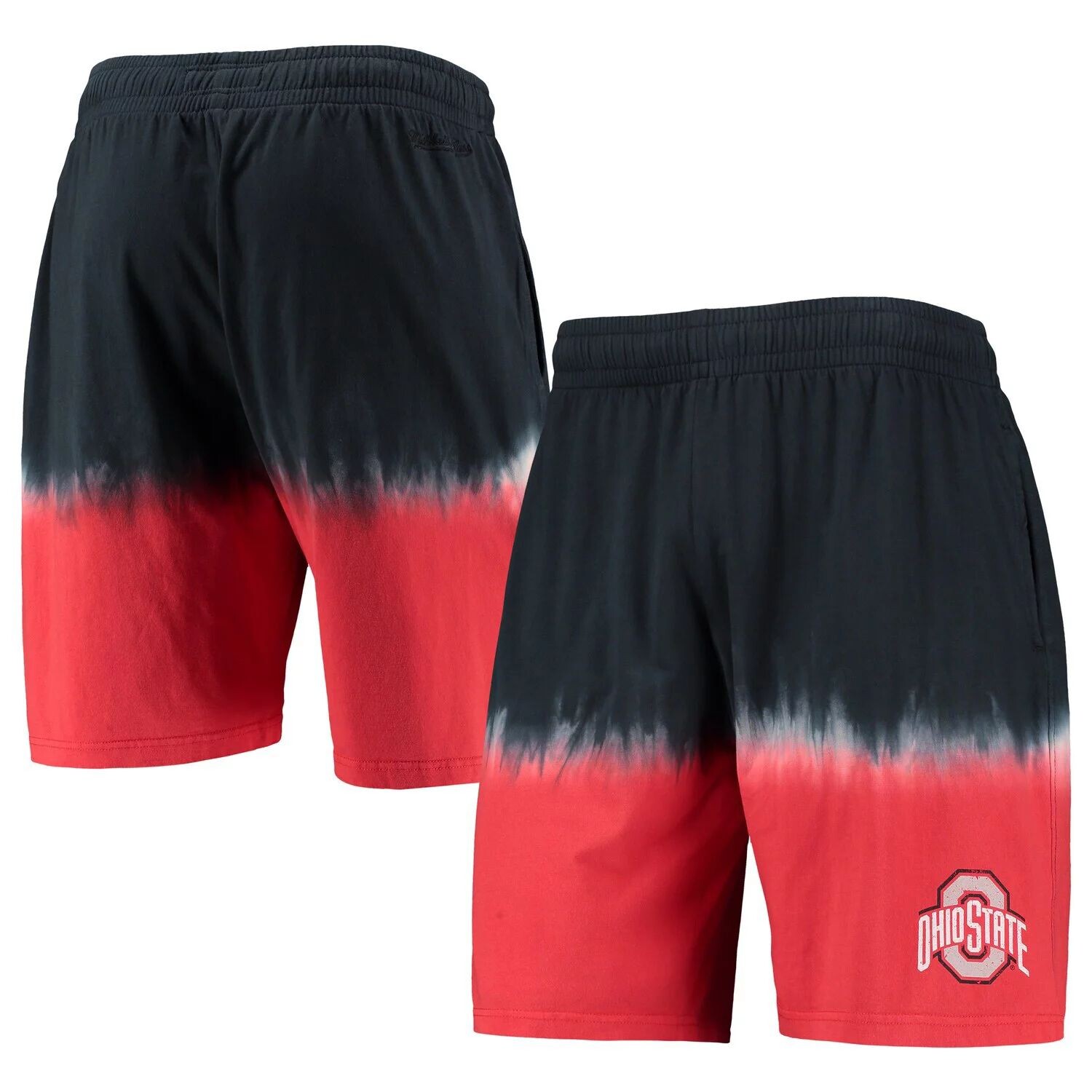 

Мужские шорты Mitchell & Ness Black/Scarlet Ohio State Buckeyes с принтом тай-дай