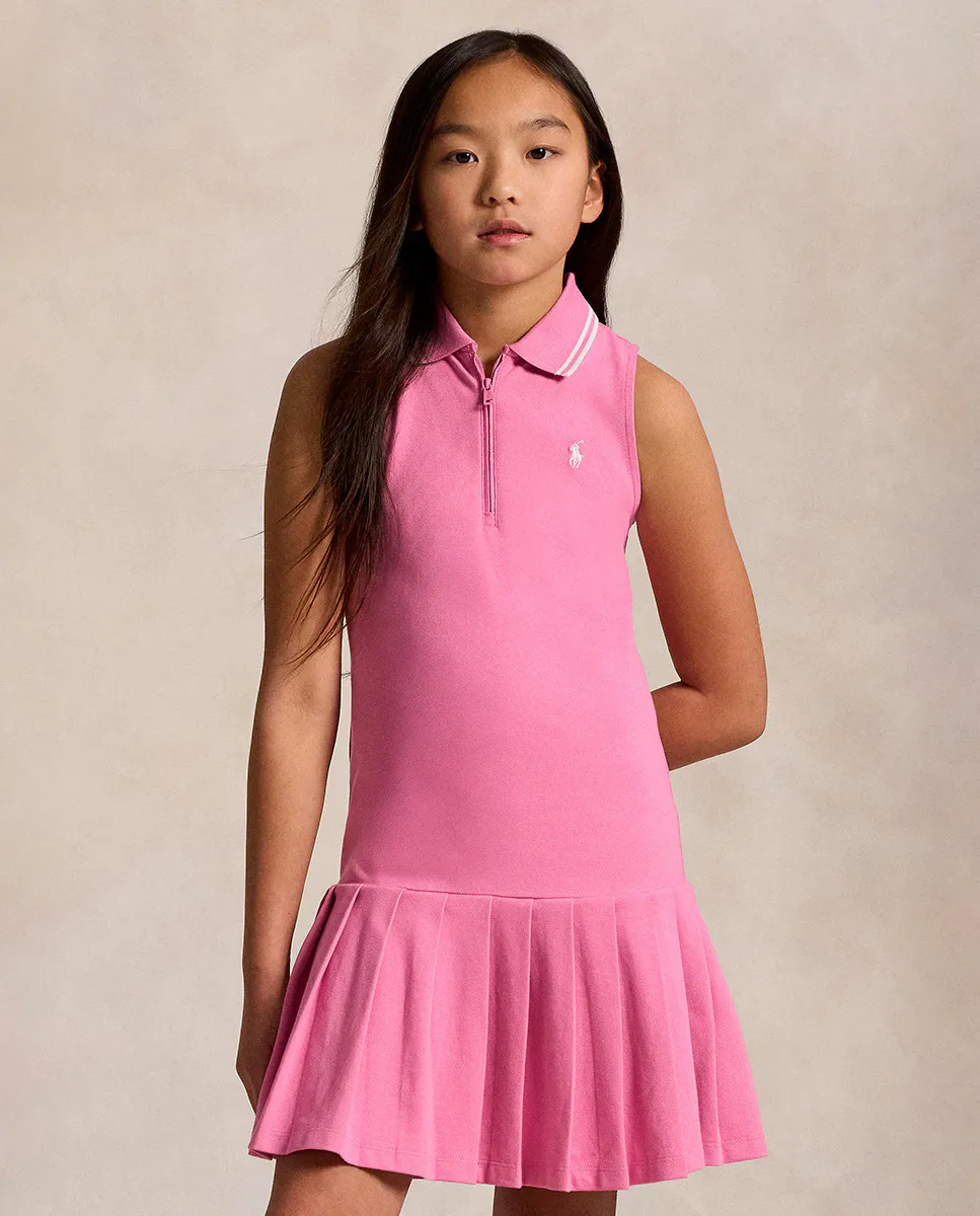 

Платье для девочки из пике без рукавов Polo Ralph Lauren, розовый