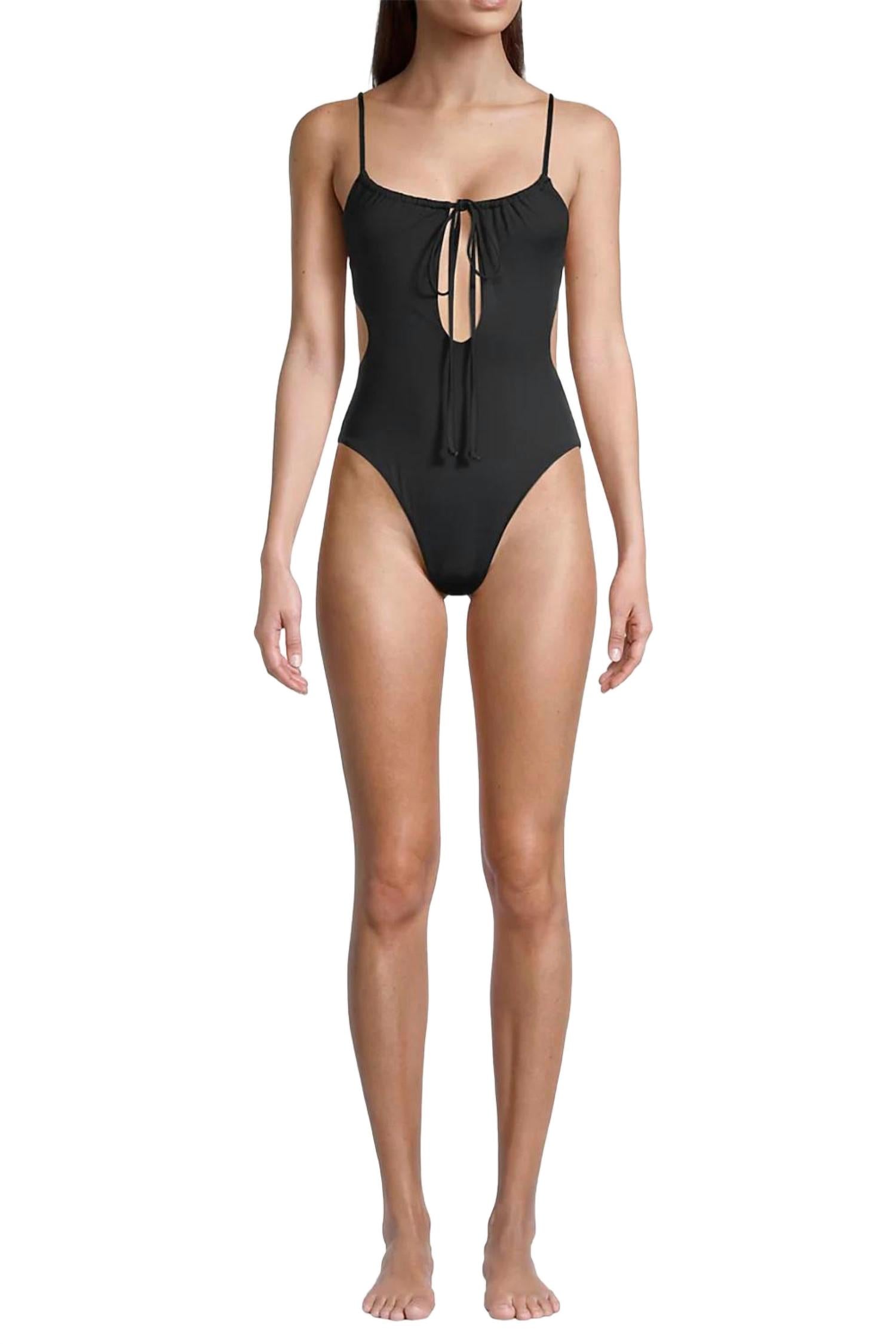 

Слитный купальник с вырезом и сборками, черный WeWoreWhat