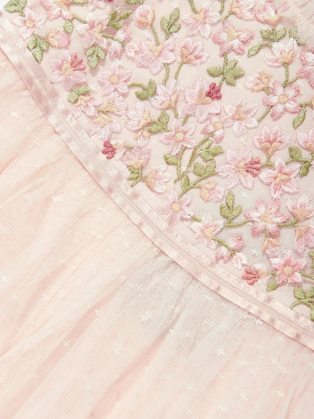 Вышитое платье с оборками NEEDLE & THREAD KIDS, розовый — фото 4