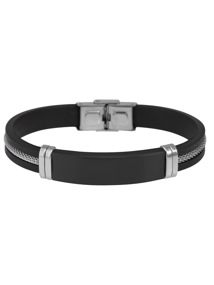 

Adeliás Женский браслет - силиконовый браслет из нержавеющей стали, 21 см, черный