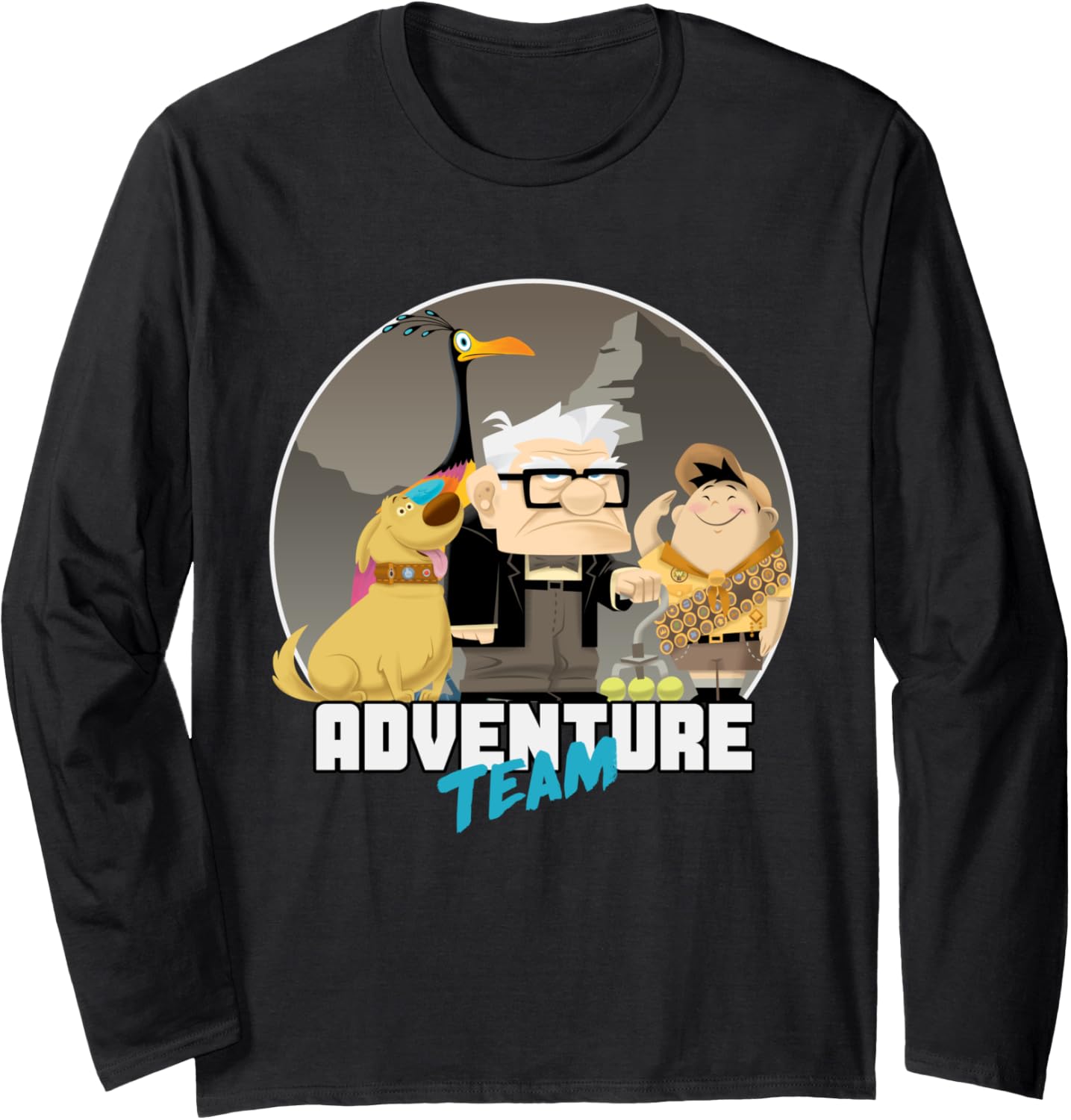

Футболка с длинными рукавами Disney Pixar UP Adventure Team с изображением нескольких персонажей, черная
