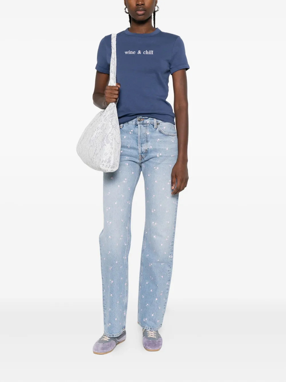 

Футболка из хлопка с вышитыми деталями Maison Labiche, синий