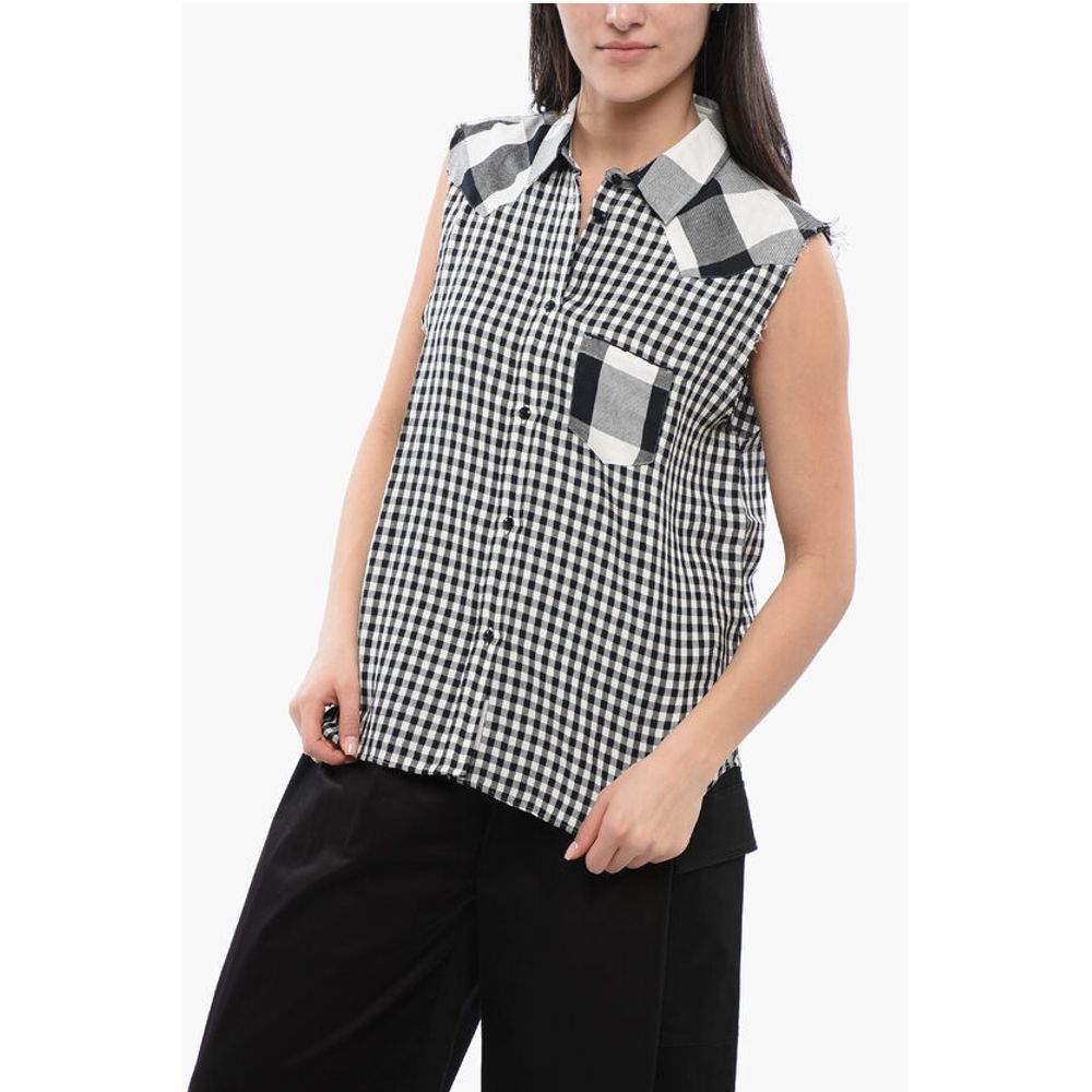 

Рубашка без рукавов из льняной смеси с узором «гингем» Woolrich, Black and White