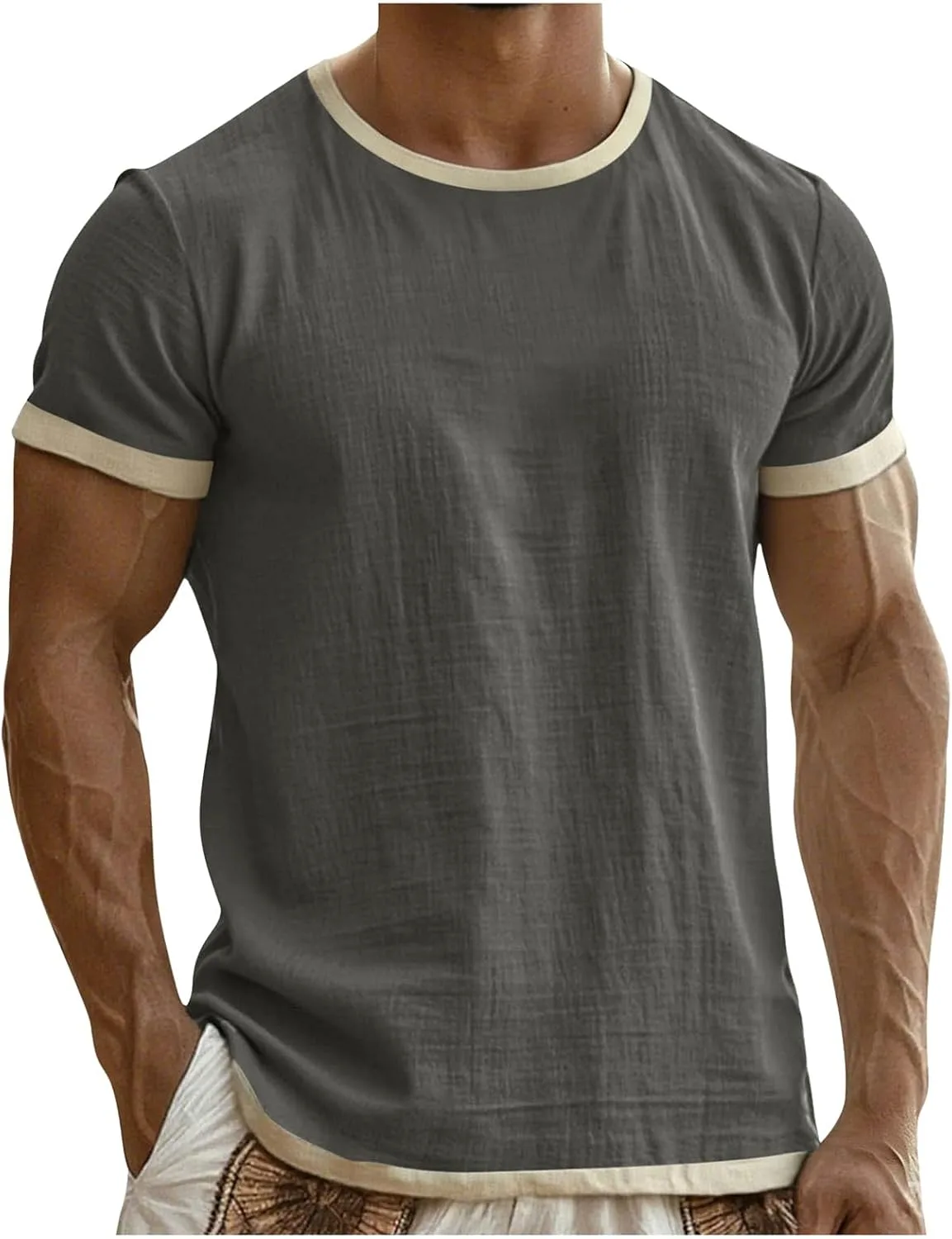 

Мужская льняная футболка с коротким рукавом Color Block