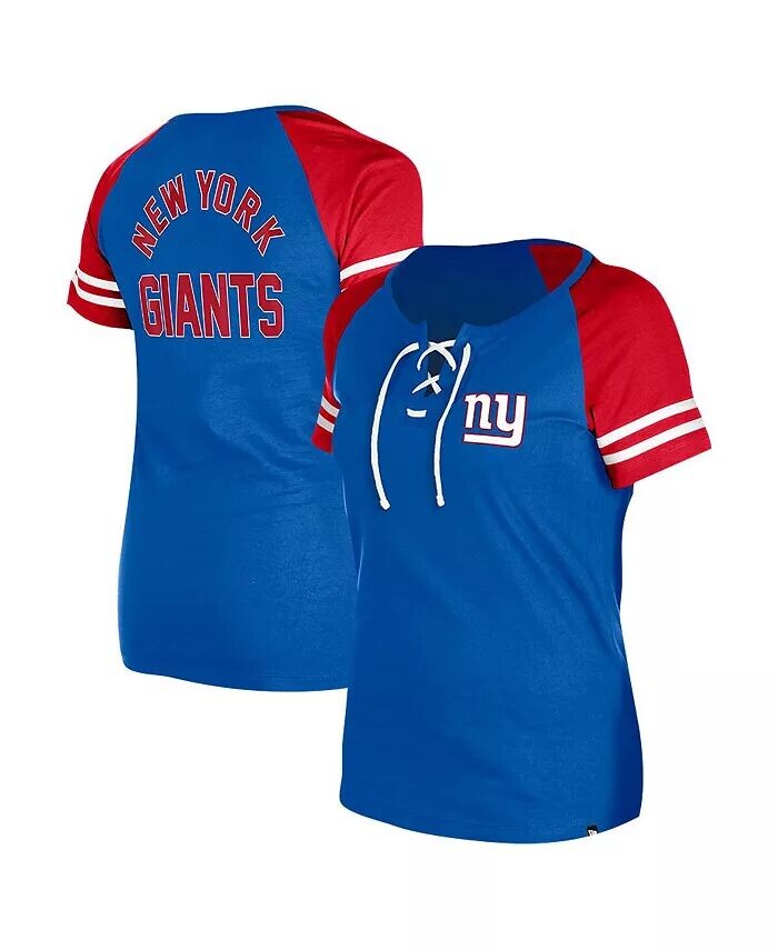 

Женская футболка реглан на шнуровке Royal New York Giants New Era, синий