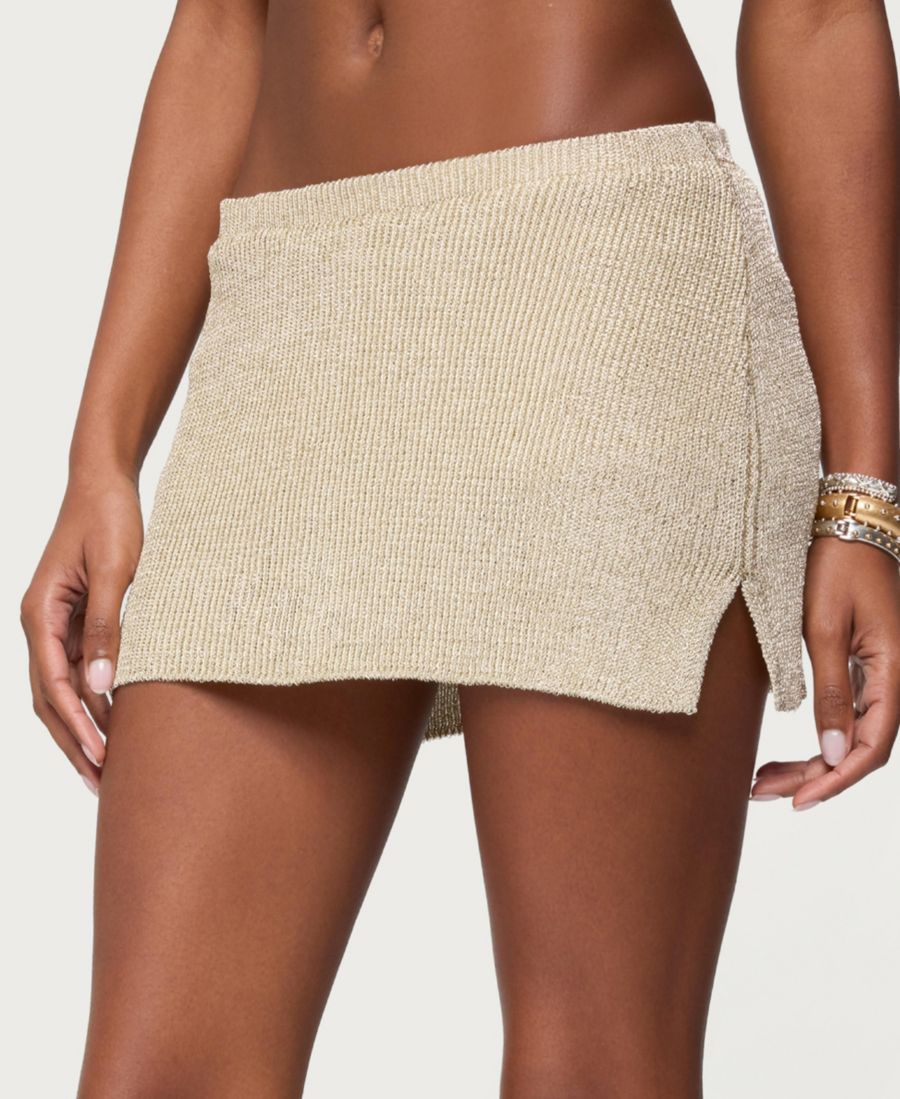 

Женская мини-шорты из золотистого металлизированного трикотажа Edikted, Gold