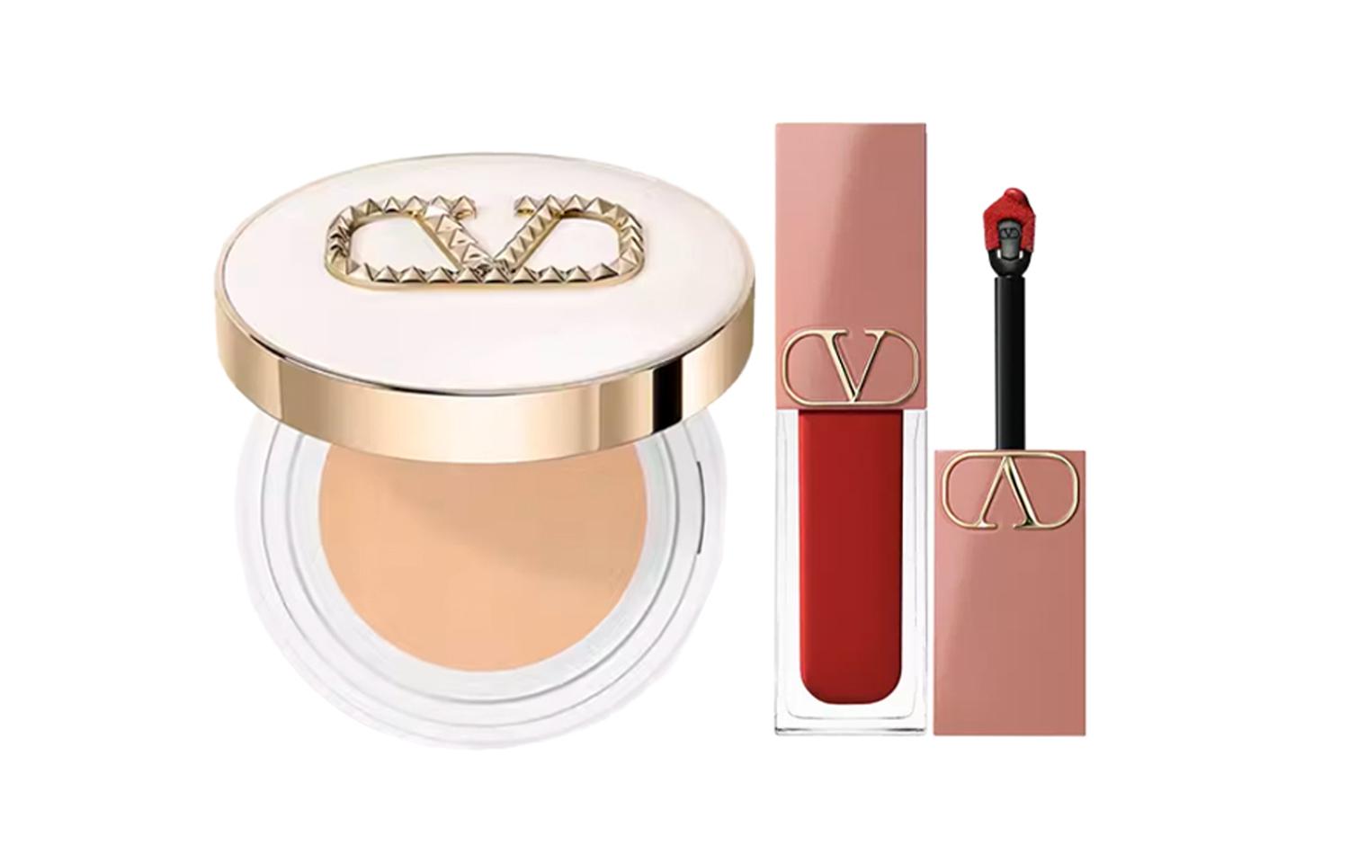 

Роскошный бьюти-сет тональная пудра-подушечка и бальзам для губ с эффектом сияния легко растушевывается 12г+6,5мл Valentino