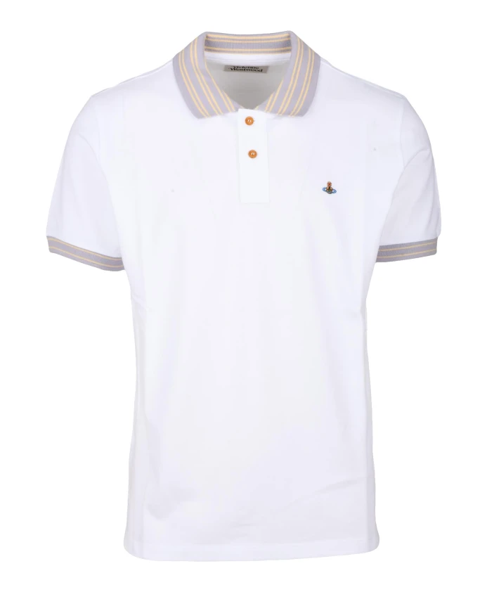 

Хлопковая рубашка-поло с полосатым воротником Vivienne Westwood, белый