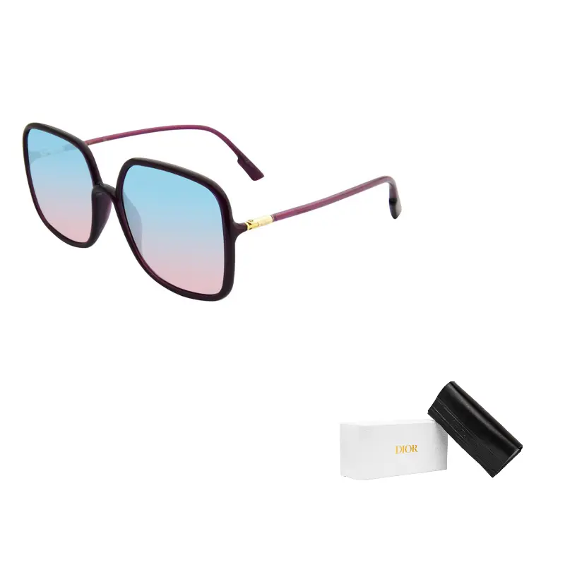 

DIOR Литьевые квадратные солнцезащитные очки женские, Dark Purple Gradient Blue-Pink Lens