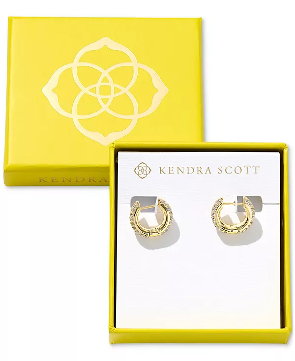 

Маленькие серьги-кольца-хагге с паве, 14-каратное золото, 0,62 дюйма Kendra Scott, white