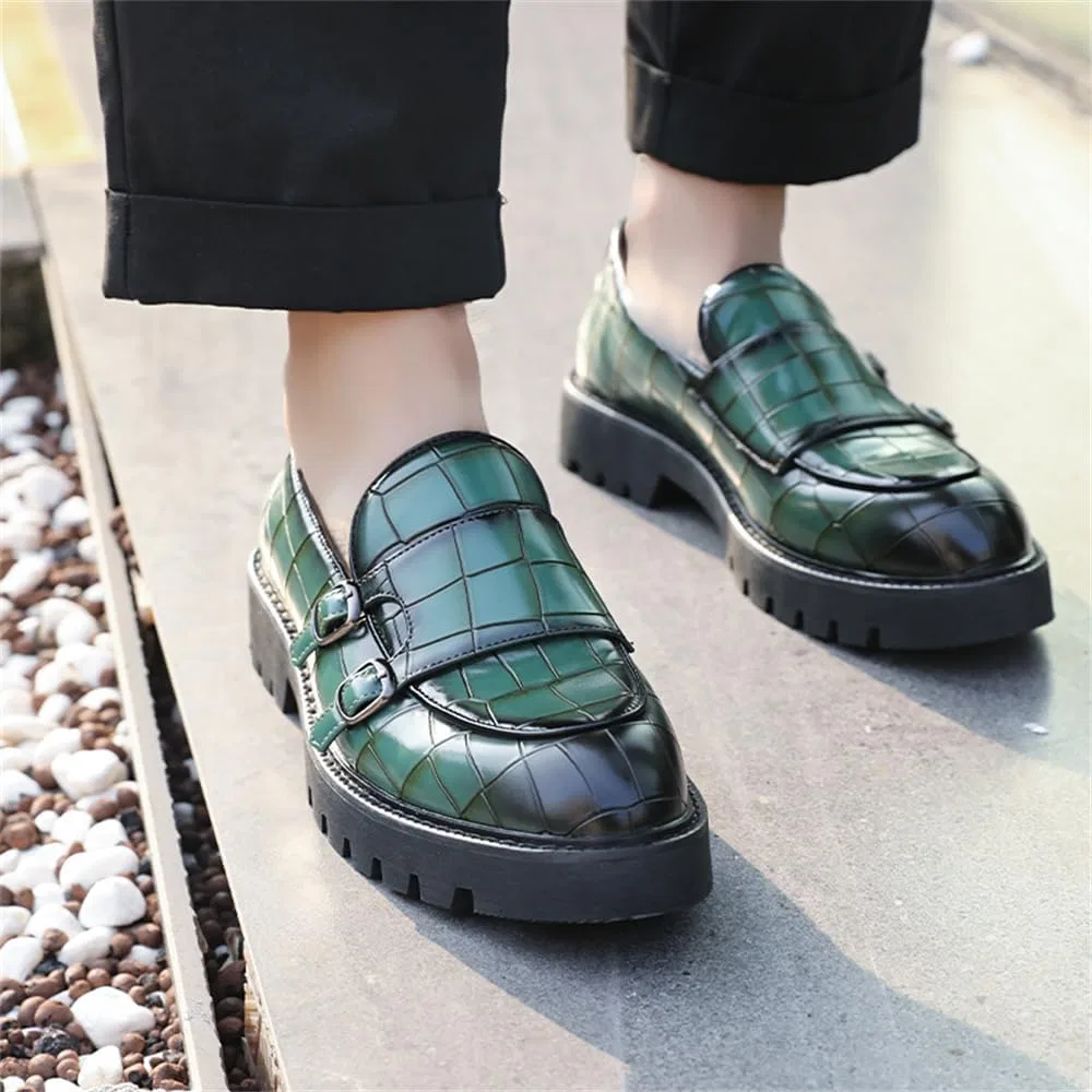 Лоферы мужские Patent Leather Slip-on Loafers, Green Abborora — фото 4