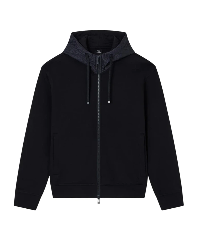 

Черная толстовка с капюшоном на молнии с логотипом Armani Exchange, черный