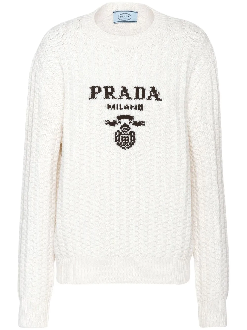 

Кашемировый джемпер с круглым вырезом Prada, белый