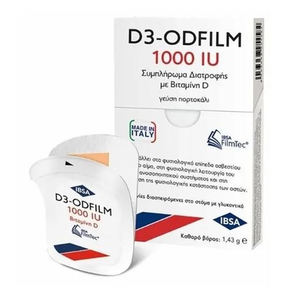 

D3 Odfilm 1000iu Пищевая добавка с витамином D и апельсиновым вкусом - 30 таблеток Farmasyn