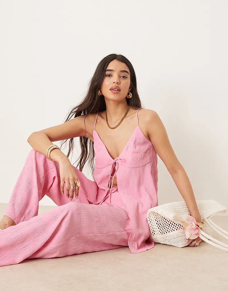 

Длинный топ-комбинезон с завязками спереди от ASOS DESIGN, ярко-розовый