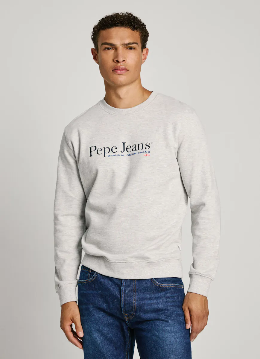 

Мужская толстовка с круглым вырезом и принтом логотипа Pepe Jeans, серый