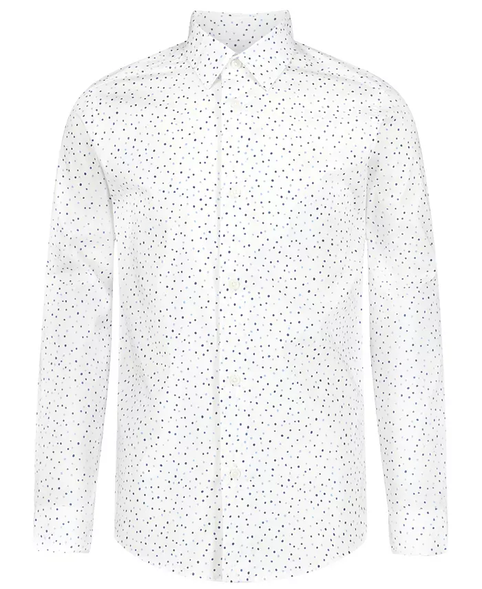 

Мальчиковая рубашка с длинным рукавом и крапчатым принтом, размеры 8-20 Calvin Klein, белый