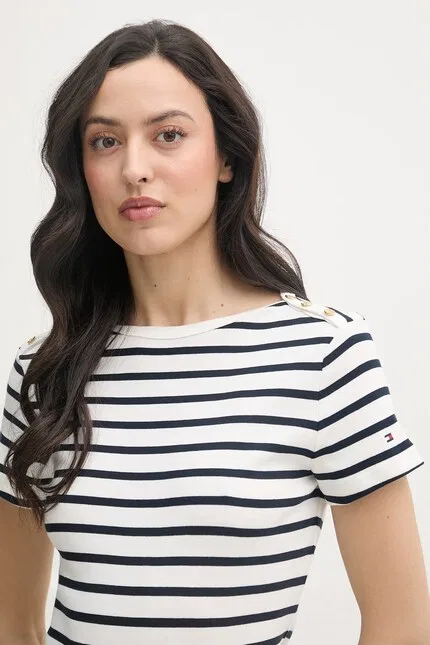 Футболка с коротким рукавом хлопковая Tommy Hilfiger, бежевый — фото 4