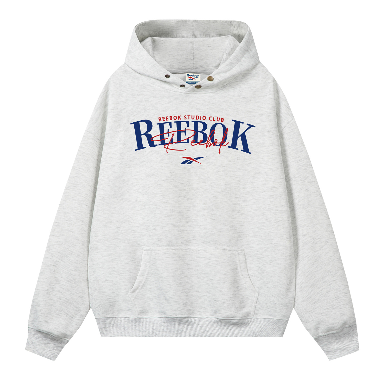 

Толстовка Unisex Hooded Moderate Heavyweight Reebok, белый heather серый