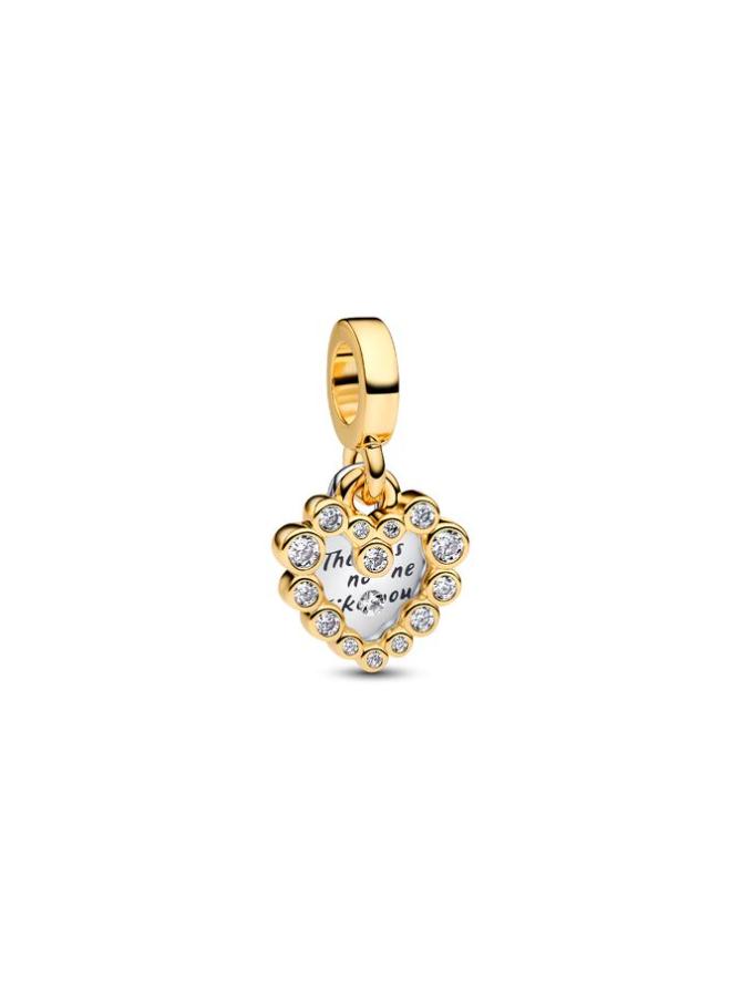 

Шарм Pandora Sparkling Heart Double Dangle Charm, стерлинговое серебро/золото