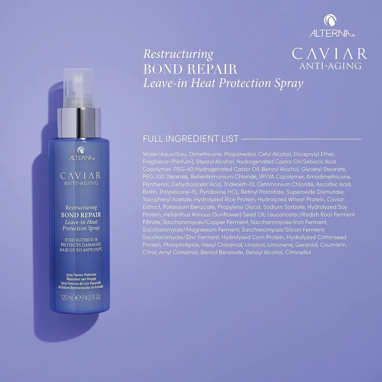 Спрей для термозащиты и восстановления поврежденных волос Alterna Caviar Anti-Aging Restructuring Bond Repair, 122 мл (4,2 жидких унции), укрепляет и защищает поврежденные волосы. 238.14 г (2 шт.) — фото 3