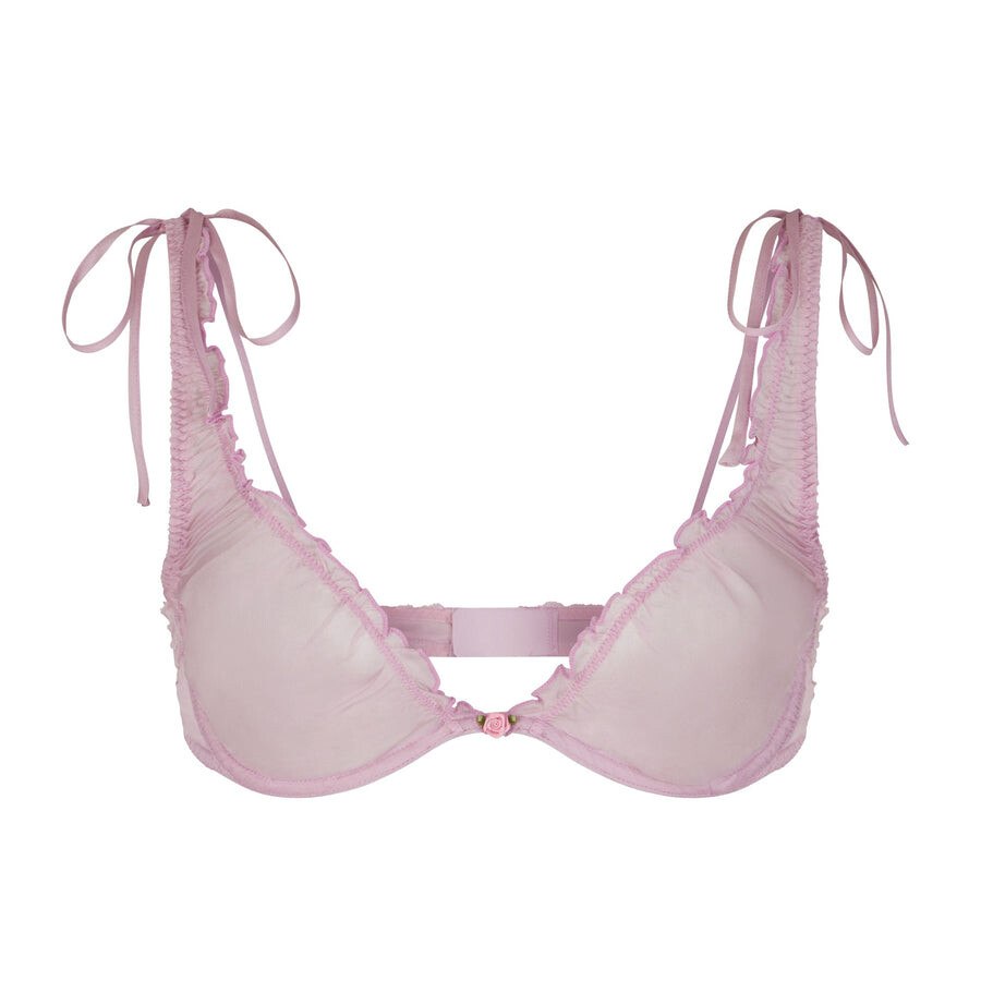 

Бюстгальтер с глубоким вырезом без подкладки SKIMS Skims Romance Lace, цвет Iris Mica