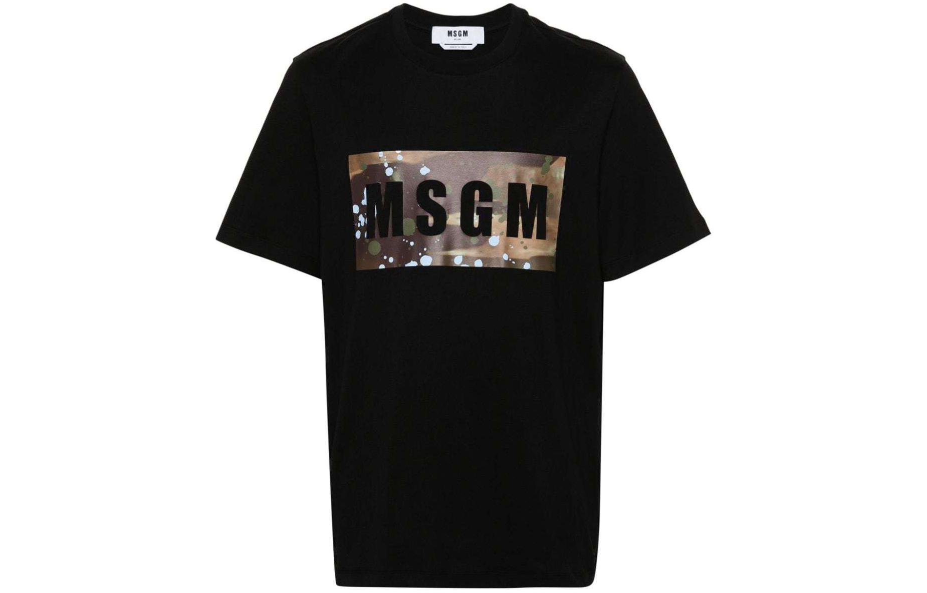 

Хлопковая футболка с принтом логотипа MSGM, черный