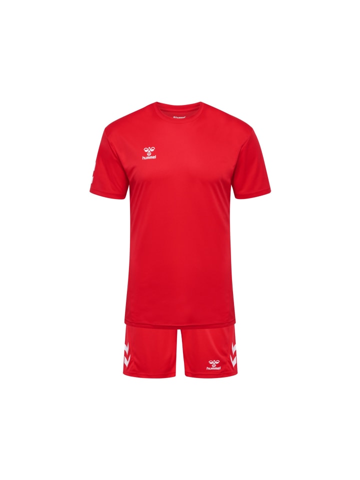 

Тренировочный комплект: рубашка и шорты из дышащего полиэстера красного цвета Hummel