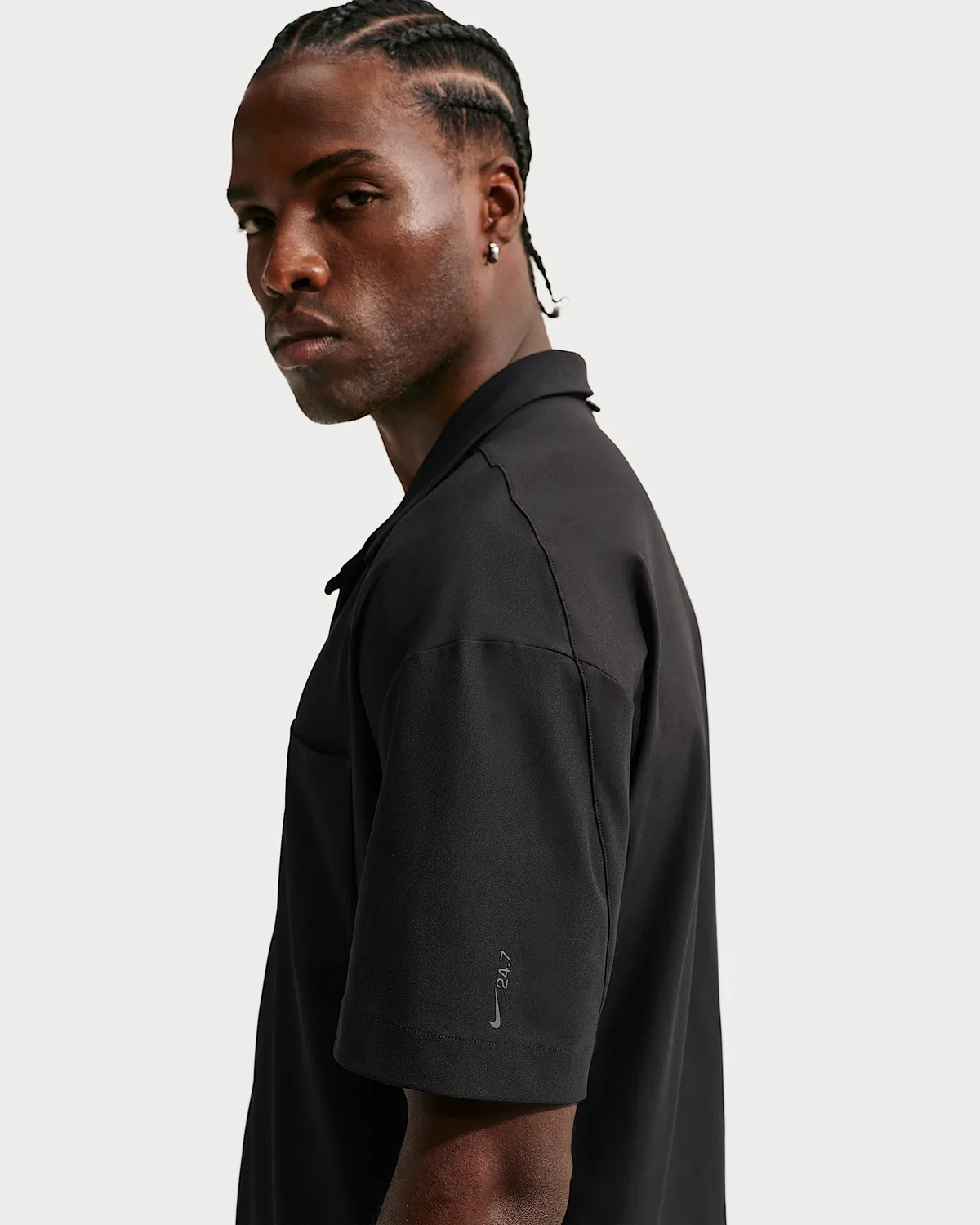 Мужская рубашка Dri-FIT UV на пуговицах Nike 24.7 PerfectStretch, Black/Black/Dark Smoke Grey — фото 3