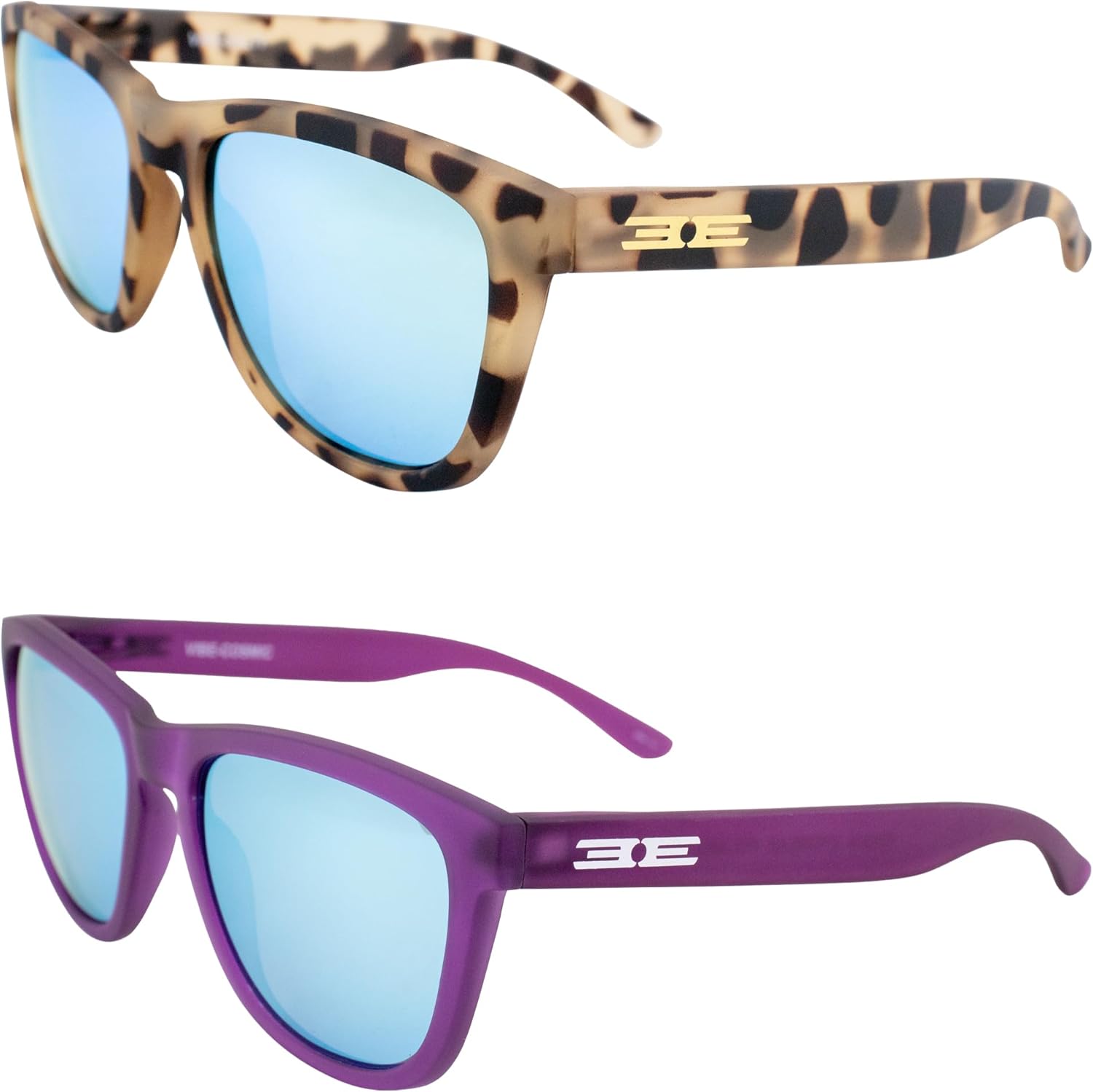 

Солнцезащитные очки Epoch Eyewear Vibe с поляризацией, женские и мужские, 2 пары: кремовые с бирюзовыми зеркальными линзами и фиолетовые с синими зеркальными линзами, Demi-teal/Purple-blue