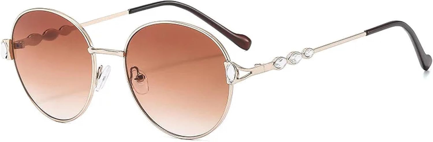 

Ретро металлические овальные солнцезащитные очки для женщин, модные, с прозрачными линзами цвета океана, защита от УФ-излучения UV400, для мужчин, в стиле панк TKKTLLT, Gold-brown