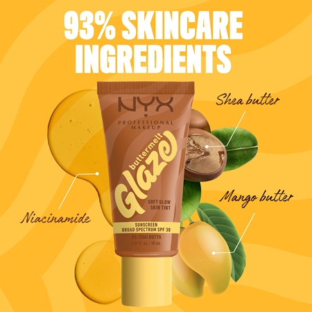 Маска для лица Nyx Professional Makeup — Осветляющая и тонизирующая жидкость spf 30 Buttermelt Glaze, Chai Butta, 30 мл — фото 2