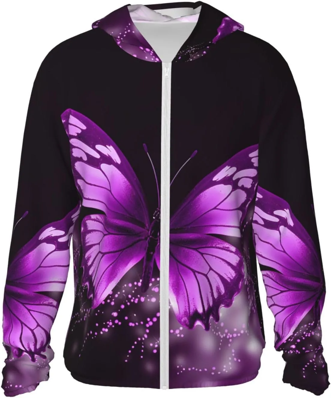 

Симпатичная фиолетовая худи с капюшоном для защиты от солнца full zip UPF 50+ с карманом HJBNW