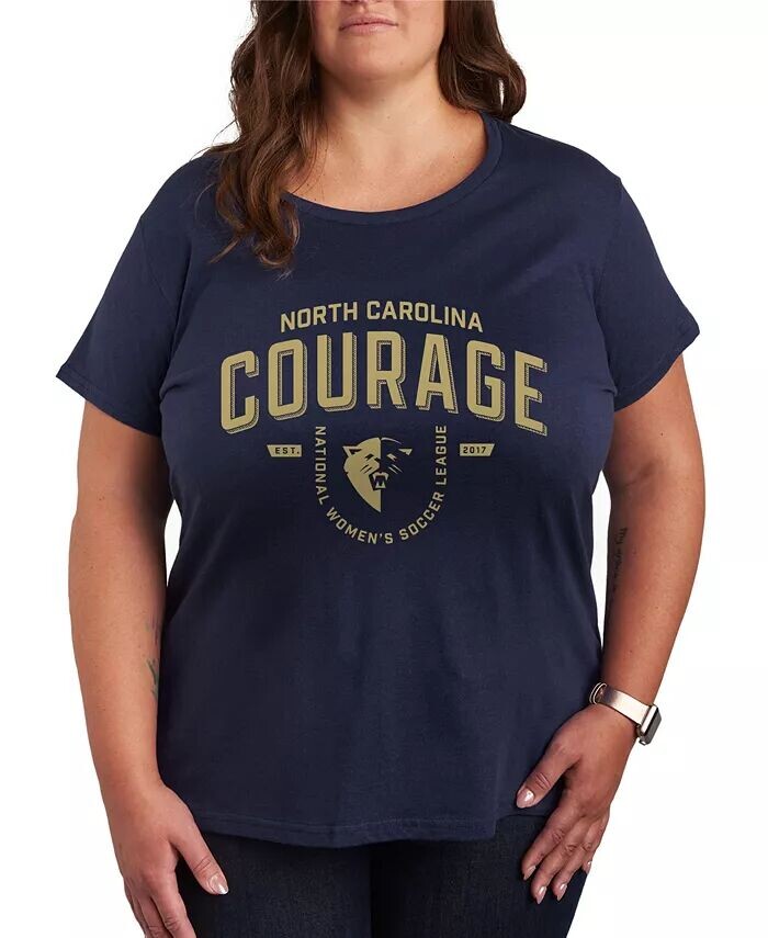 

Футболка большого размера с круглым вырезом и принтом North Carolina Courage Hybrid Apparel, синий