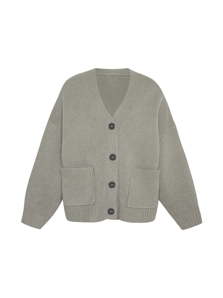 

Кардиган свободного кроя из смеси кашемира и шерсти в цвете оливковый меланж Style Republic