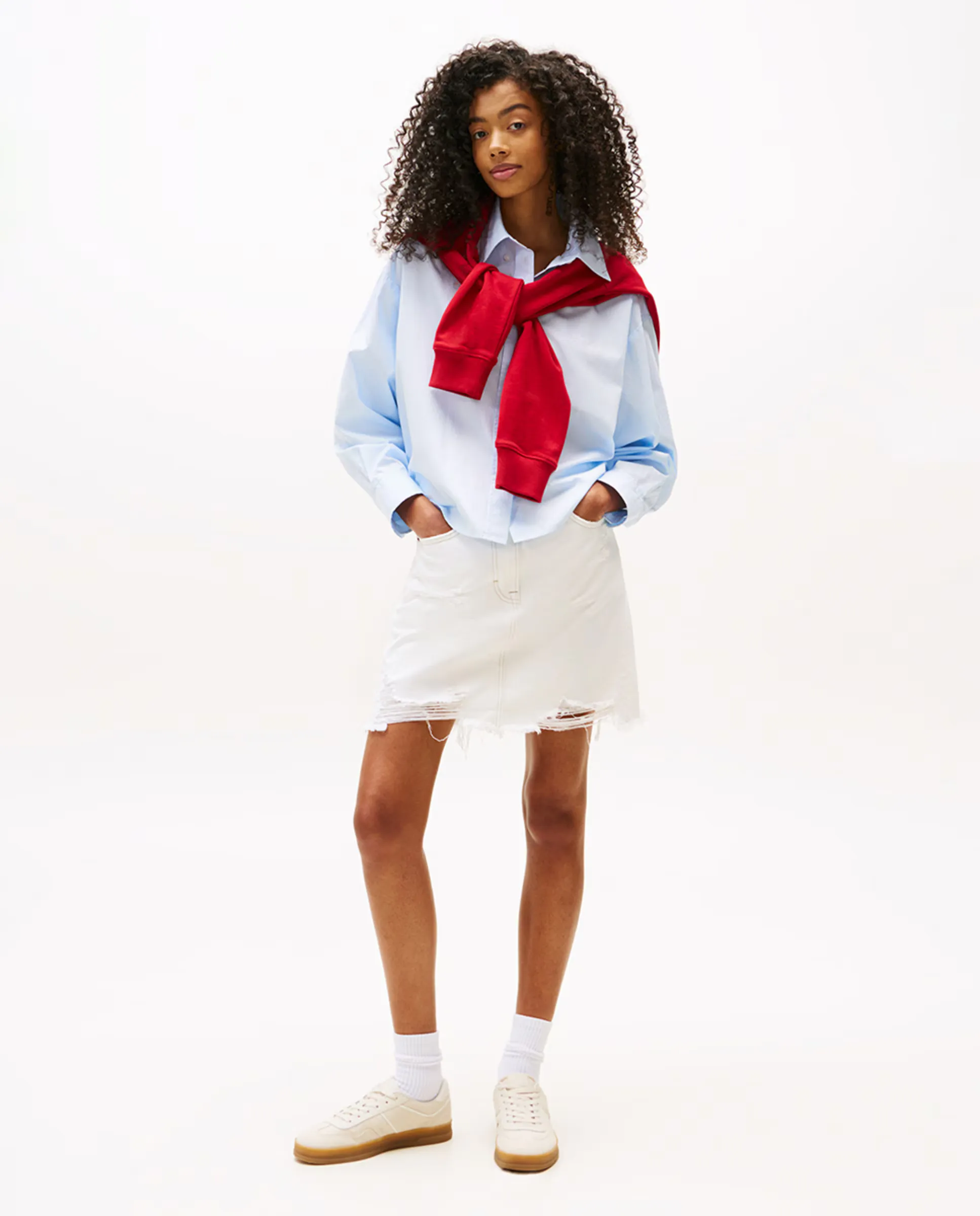 

Юбка джинсовая MOM fit, выстиранный деним, белая Tommy Jeans, белый