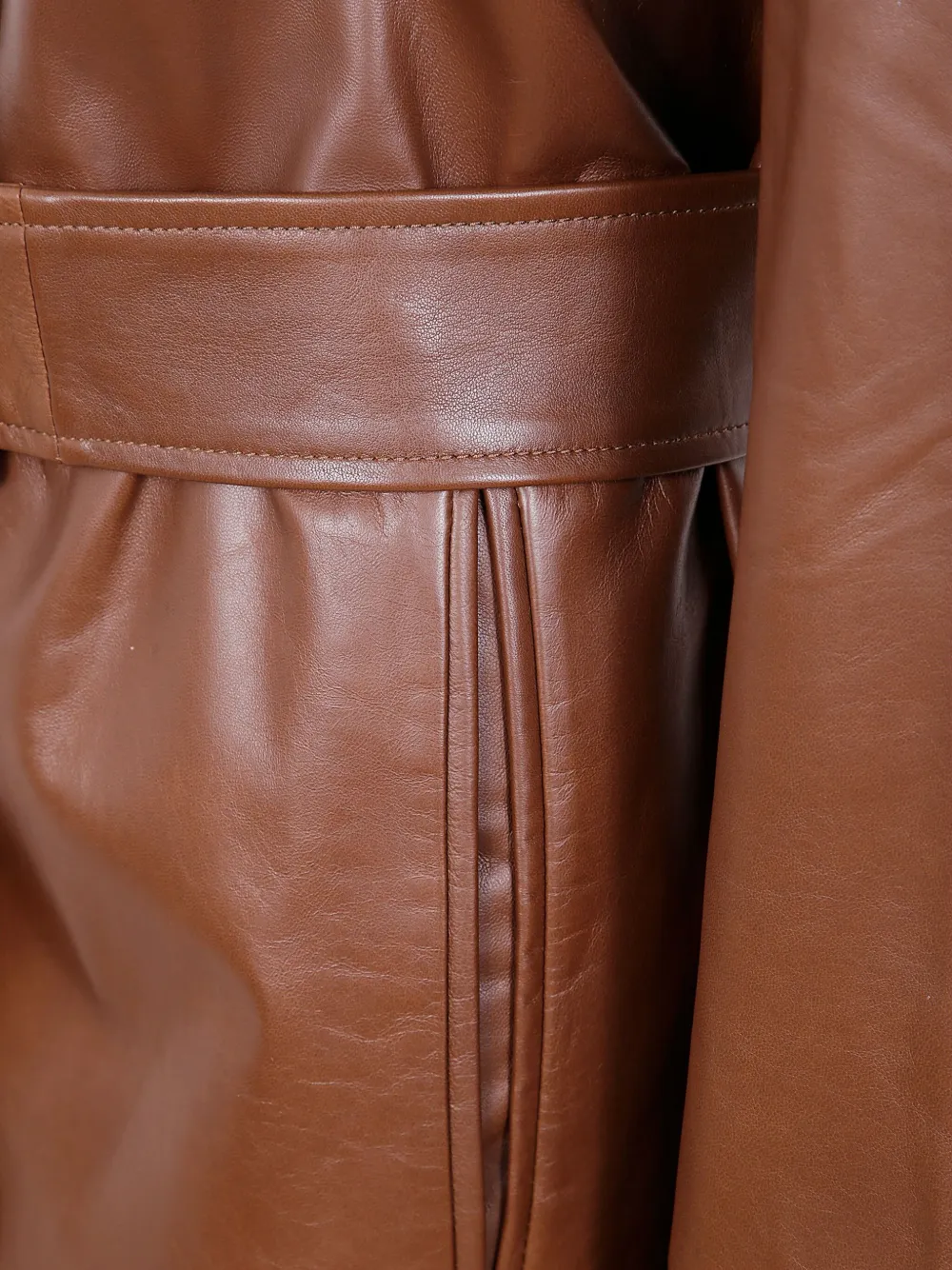 Однобортная куртка с поясом MAX MARA, коричневый — фото 3