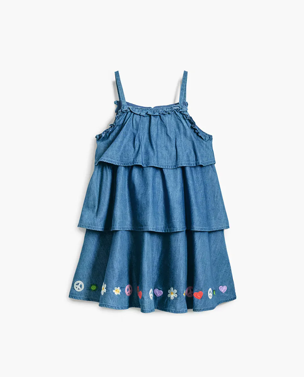 

Короткое платье для девочки с оборками Desigual, темно-синий