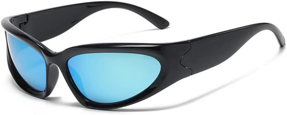 

Модные солнцезащитные очки 2027 года для женщин, серебристые овальные, спортивные, велосипедные, эстетичные, для мужчин и для активного отдыха MTZJH, Black Blue