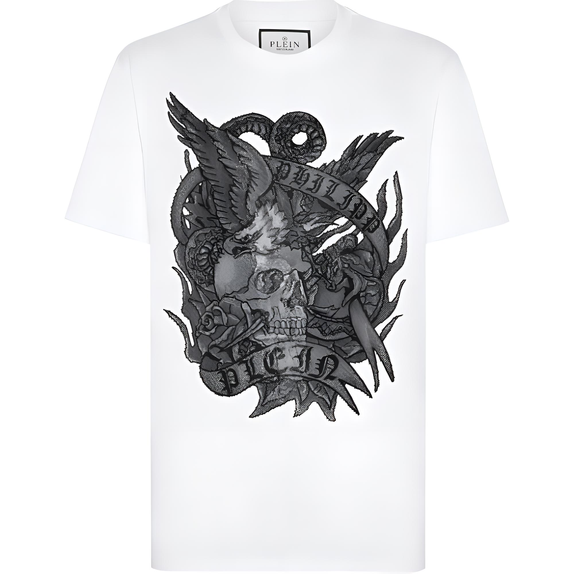 

Футболка с круглым вырезом и принтом "SS Tattoo" PHILIPP PLEIN, белая