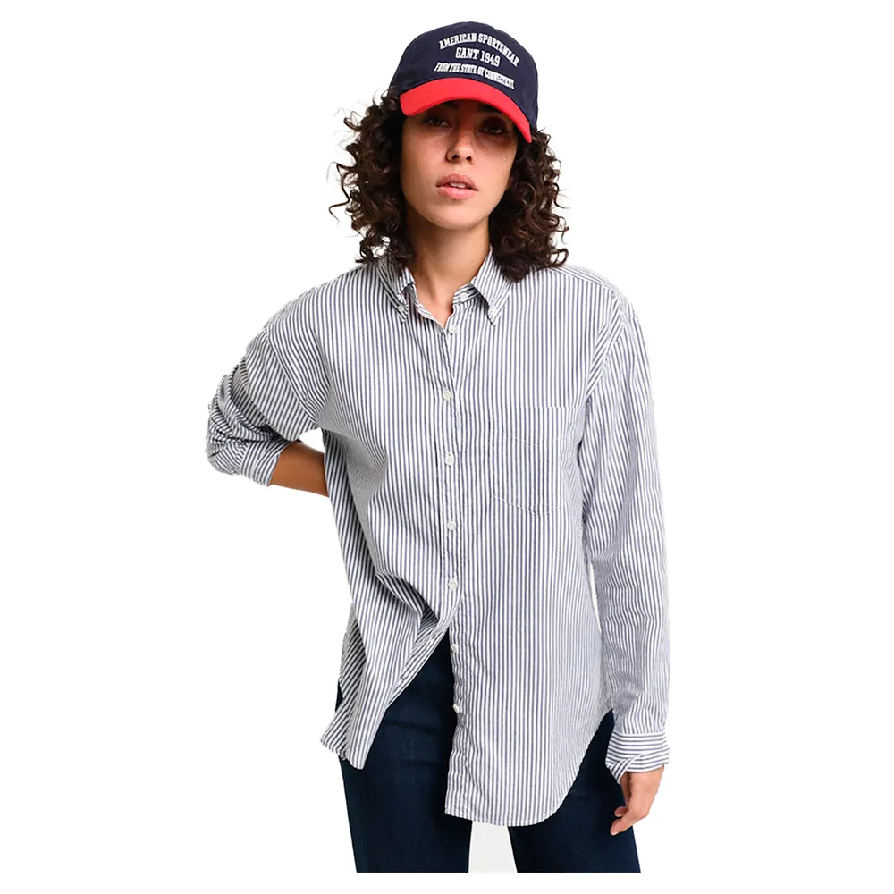 

Рубашка Gant Relaxed Fit Striped Luxury Oxford, серый