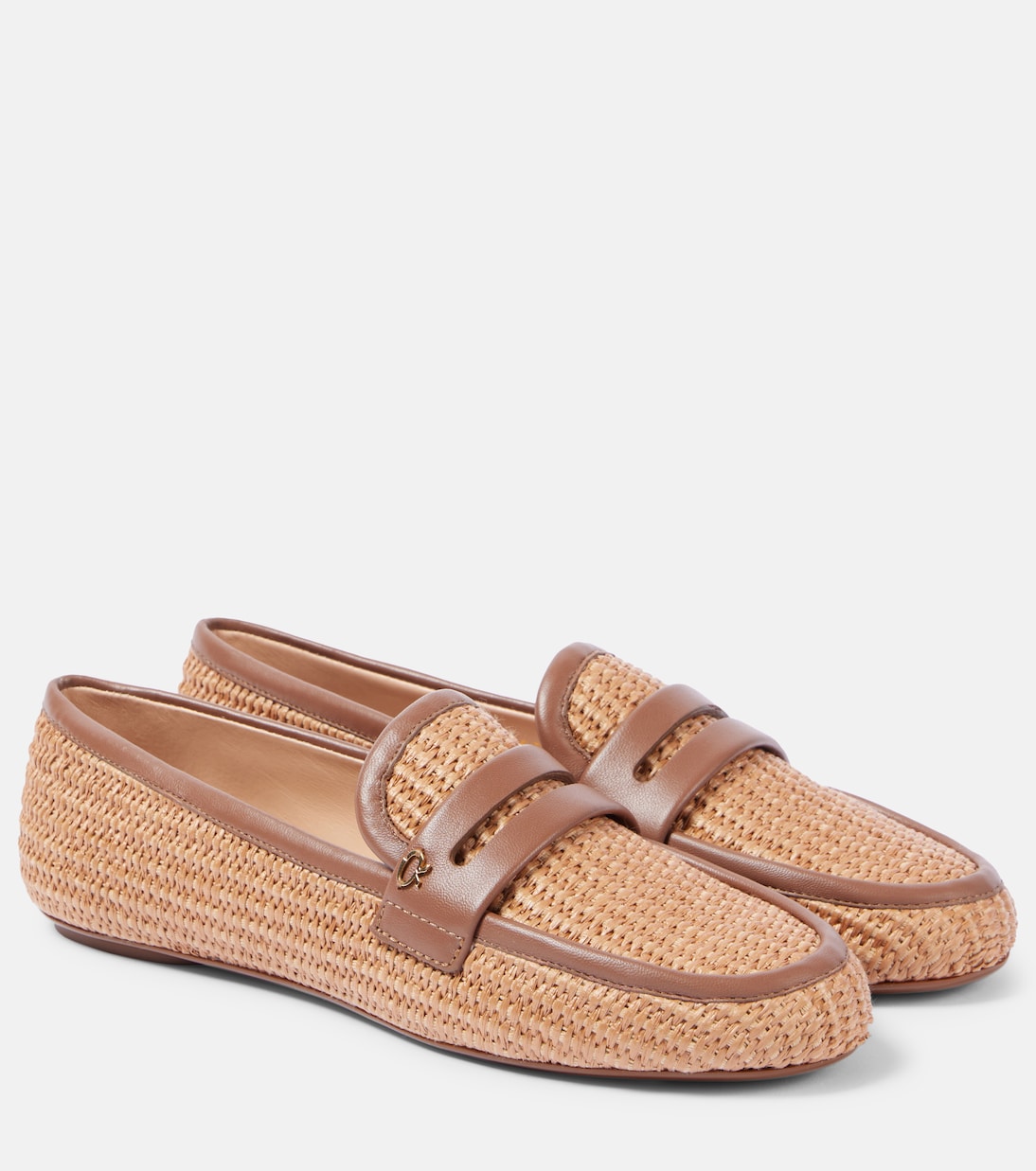 Мокасины из рафии с кожаной отделкой Gianvito Rossi, Cuoio+Cuoio