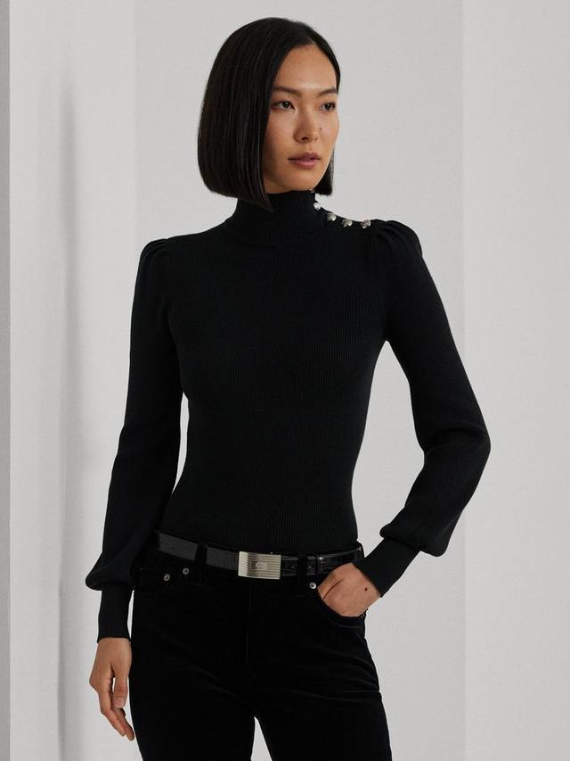 

Лаурен Дворина джемпер из хлопкового трикотажа с отделкой пуговицами Ralph Lauren, Black