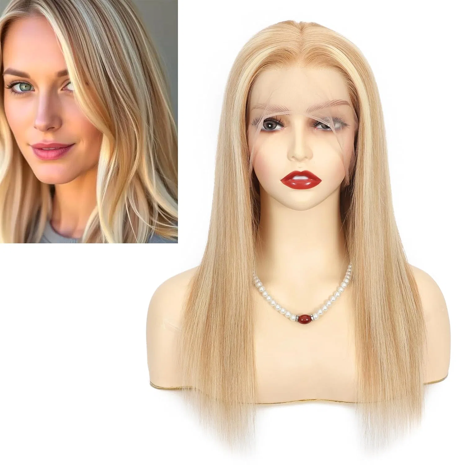 Парик из натуральных волос «Blonde Highlights P27/613#», 100% человеческие волосы, 14 дюймов Larafona, P27/613#